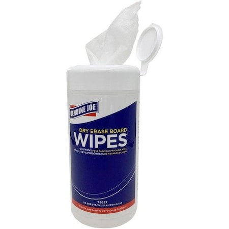 Genuine Joe Genuine Joe Board Wipes, Dry-Erase, Low-Odor, 5.9inx8.25in, 50 Wipes/Tub, WE GJO75627